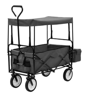 Foldable wheelbarrow with roof Steel Gray