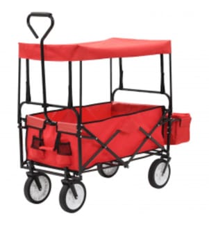 Foldable hand cart with roof Steel Red