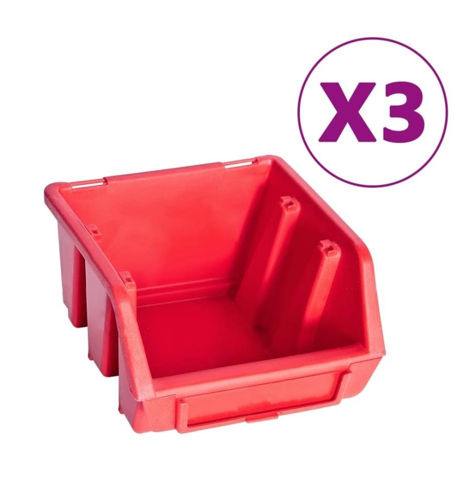 Kit of Storage Bins and Wall Panels 34 pcs Red and Black