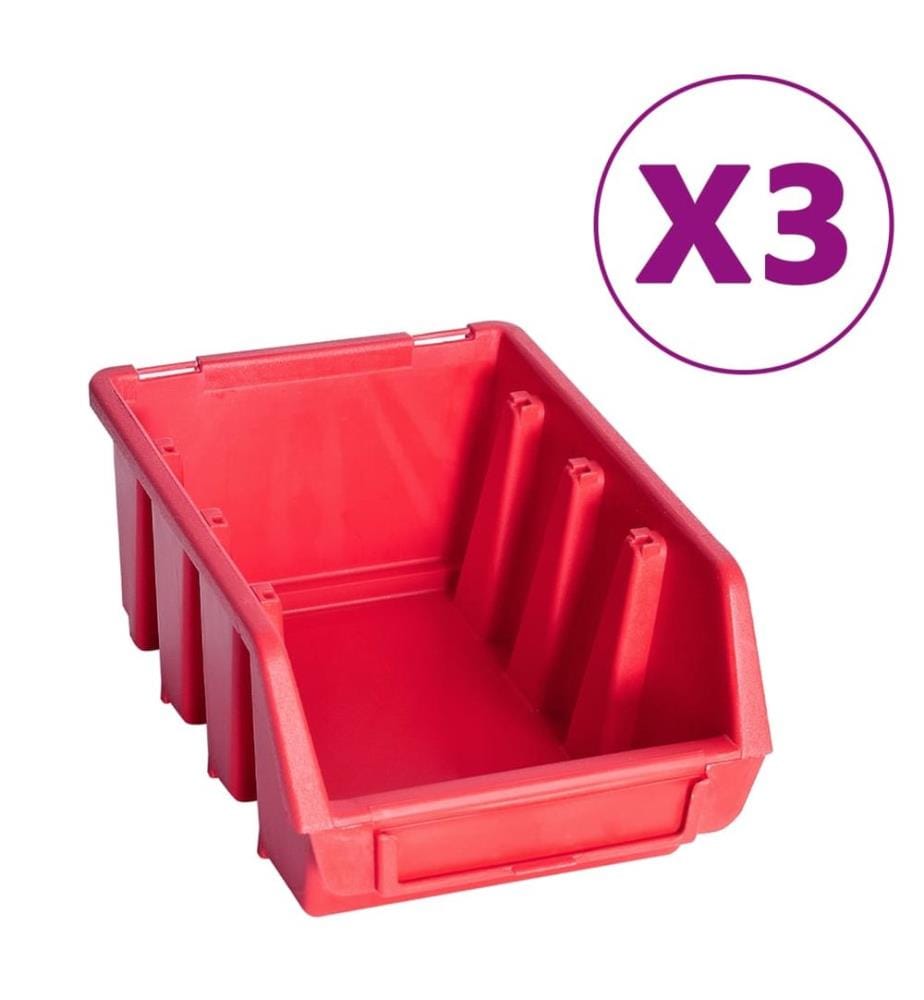 Kit of Storage Bins and Wall Panels 34 pcs Red and Black