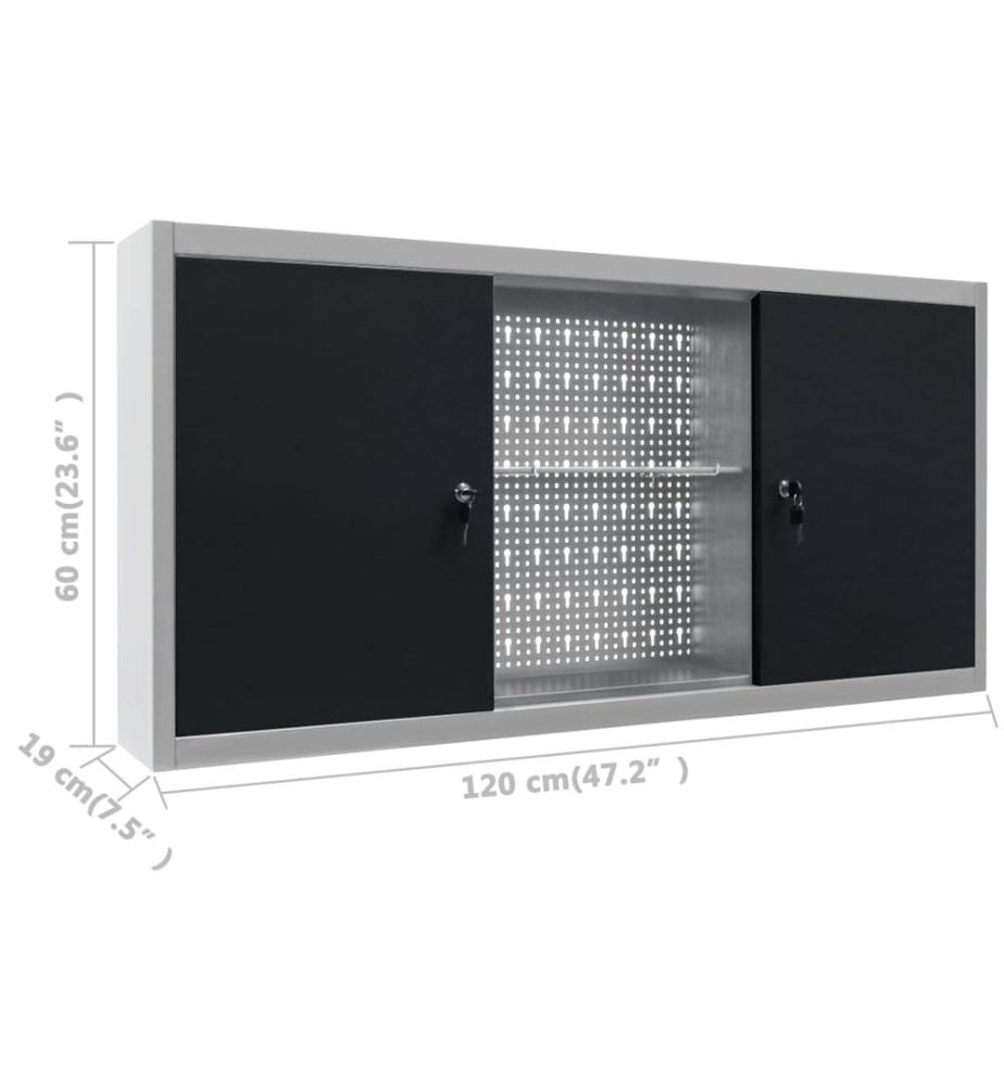 Werkbank mit 3 Werkzeugwänden und 1 Wandschrank