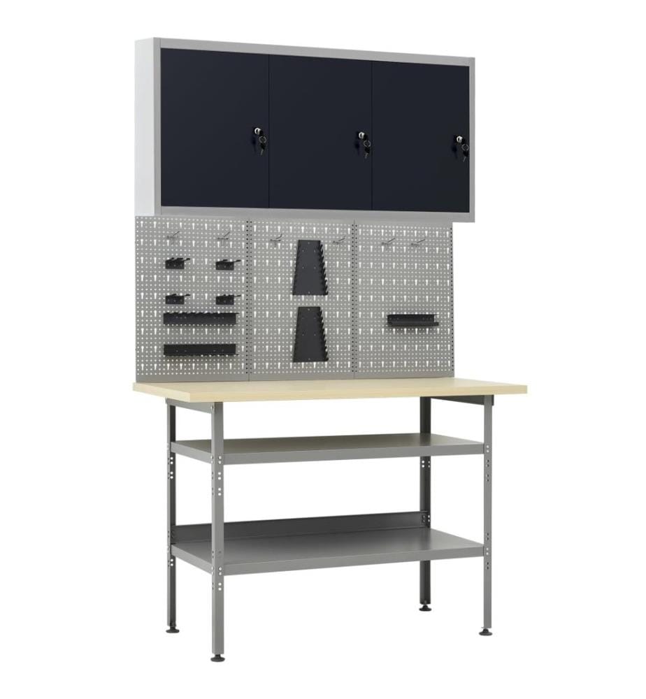 Werkbank mit 3 Werkzeugwänden und 1 Wandschrank