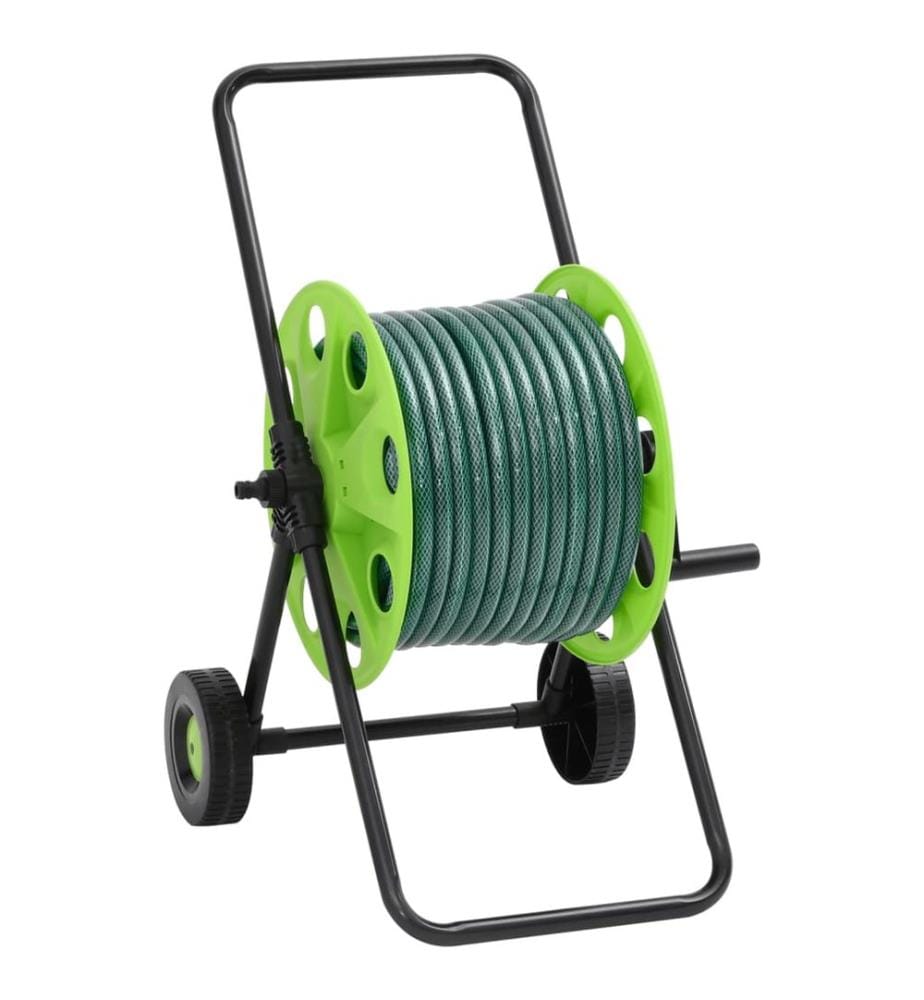 Chariot enrouleur vert avec tuyau de 30 m PVC