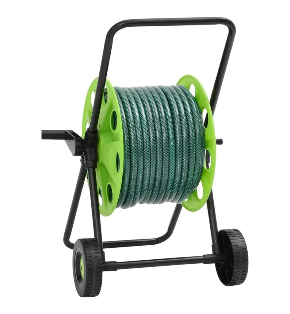 Chariot enrouleur vert avec tuyau de 30 m PVC
