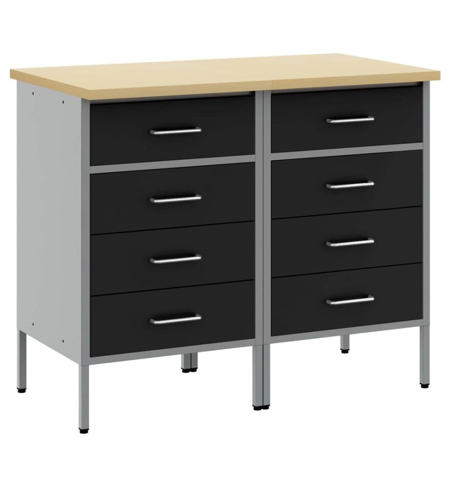 Placard de travail 2 pcs Noir et gris 100 x 55 x 85 cm