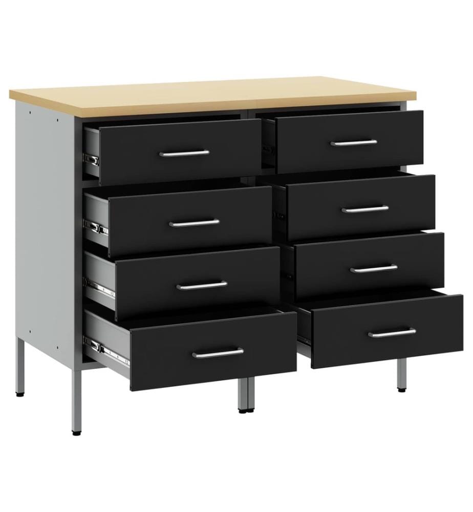Placard de travail 2 pcs Noir et gris 100 x 55 x 85 cm
