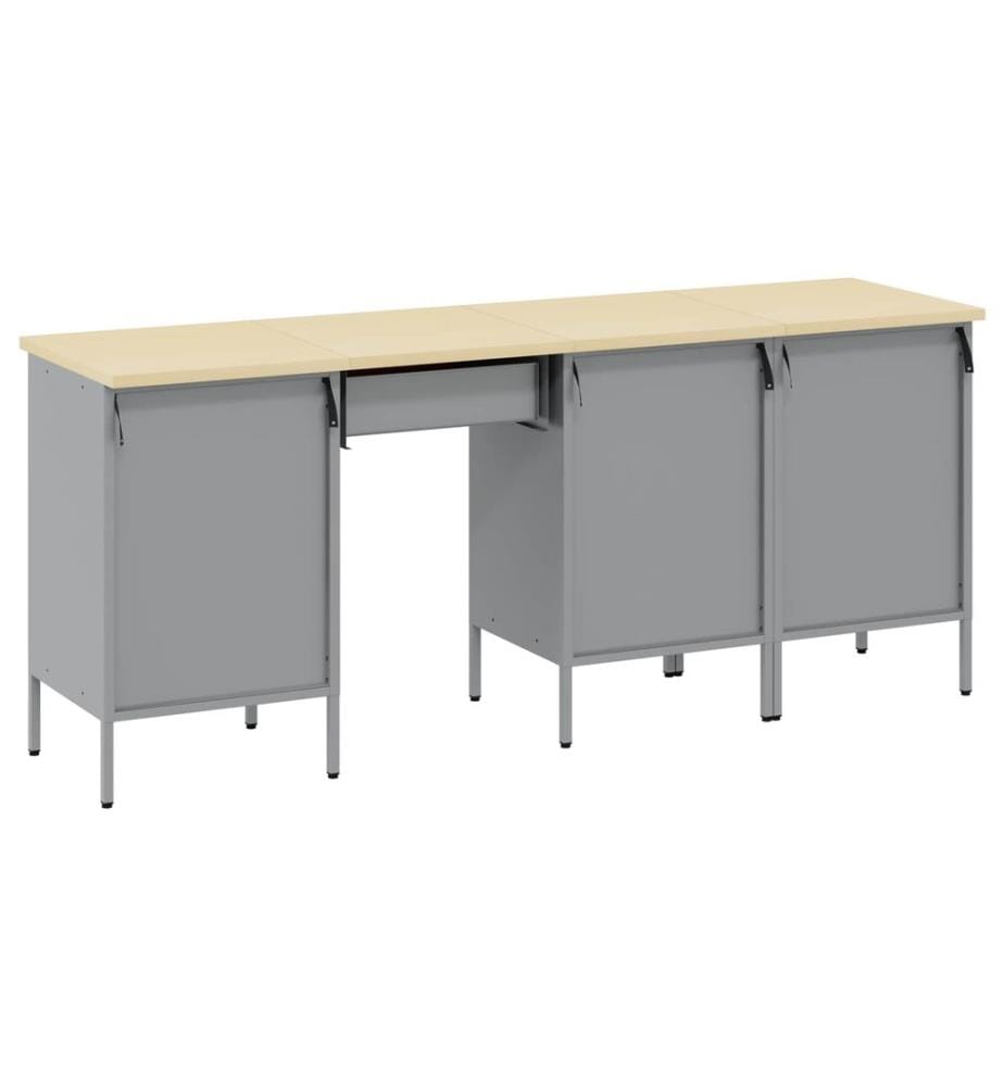 Placard de travail 4 pcs Rouge Bois d'ingénierie et acier