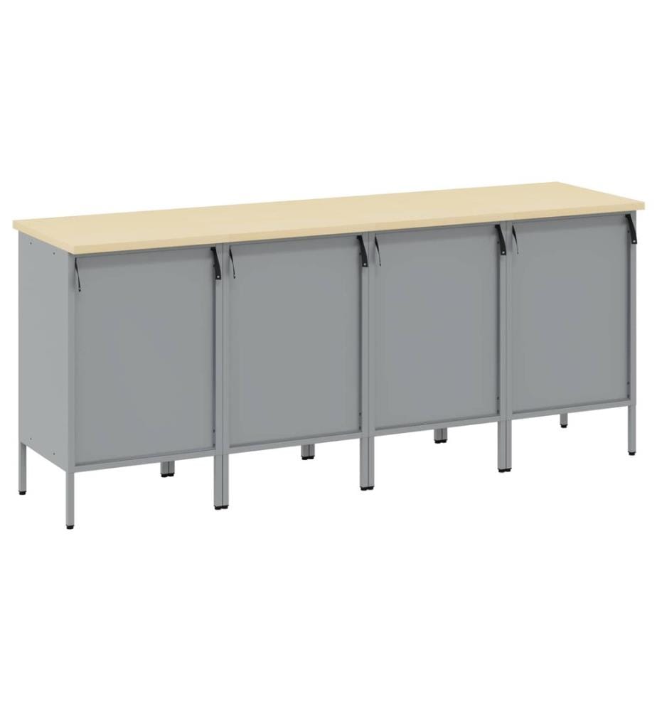 Placard de travail 4 pcs Rouge et Gris 200 x 55 x 85 cm