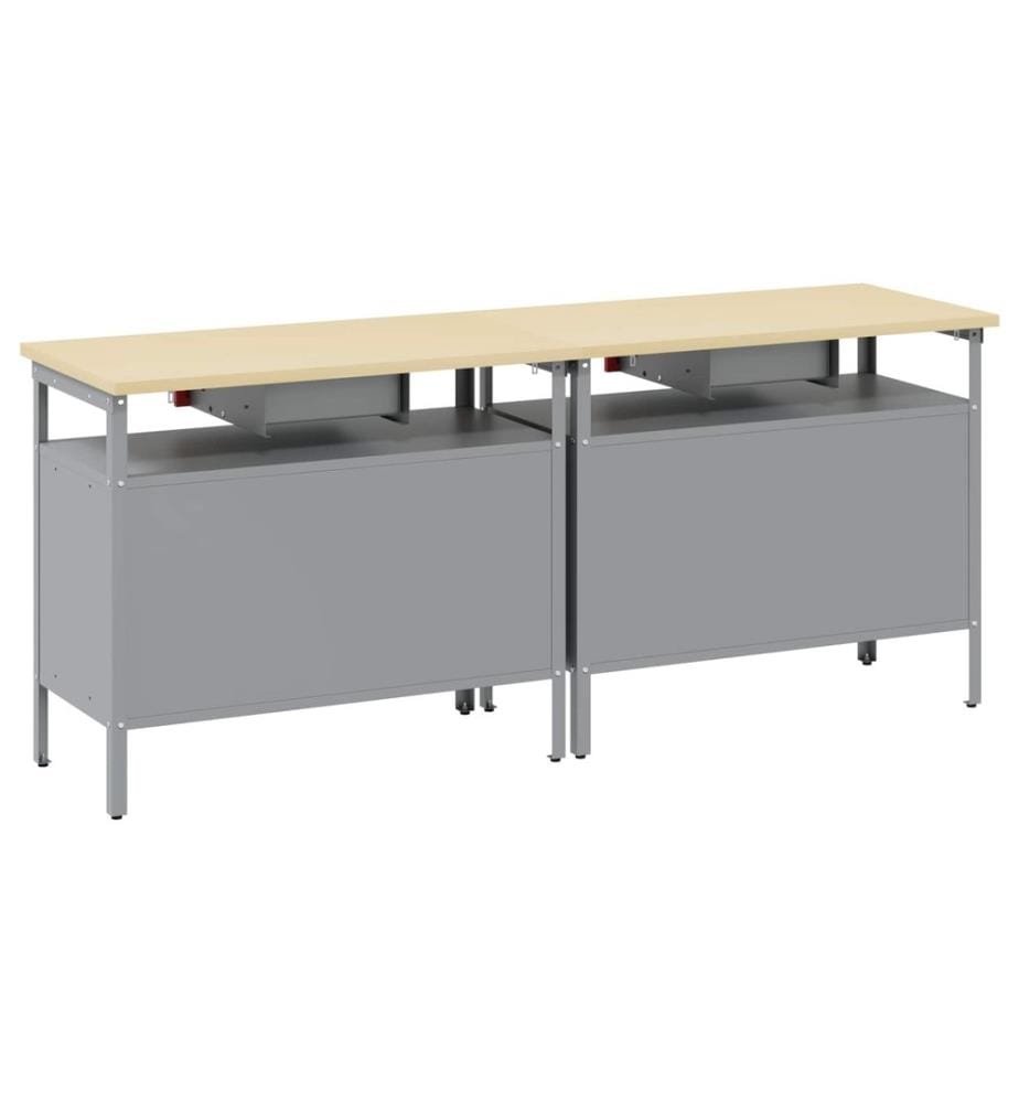 Ensemble d'établi 2 pcs Rouge et Gris 200 x 55 x 85 cm