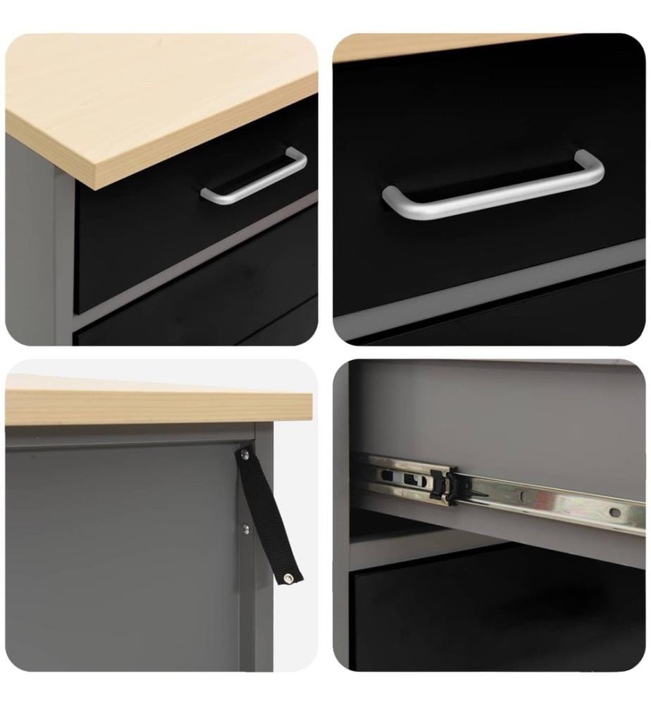 Ensemble de placards de travail avec tiroir 5 pcs Noir et gris