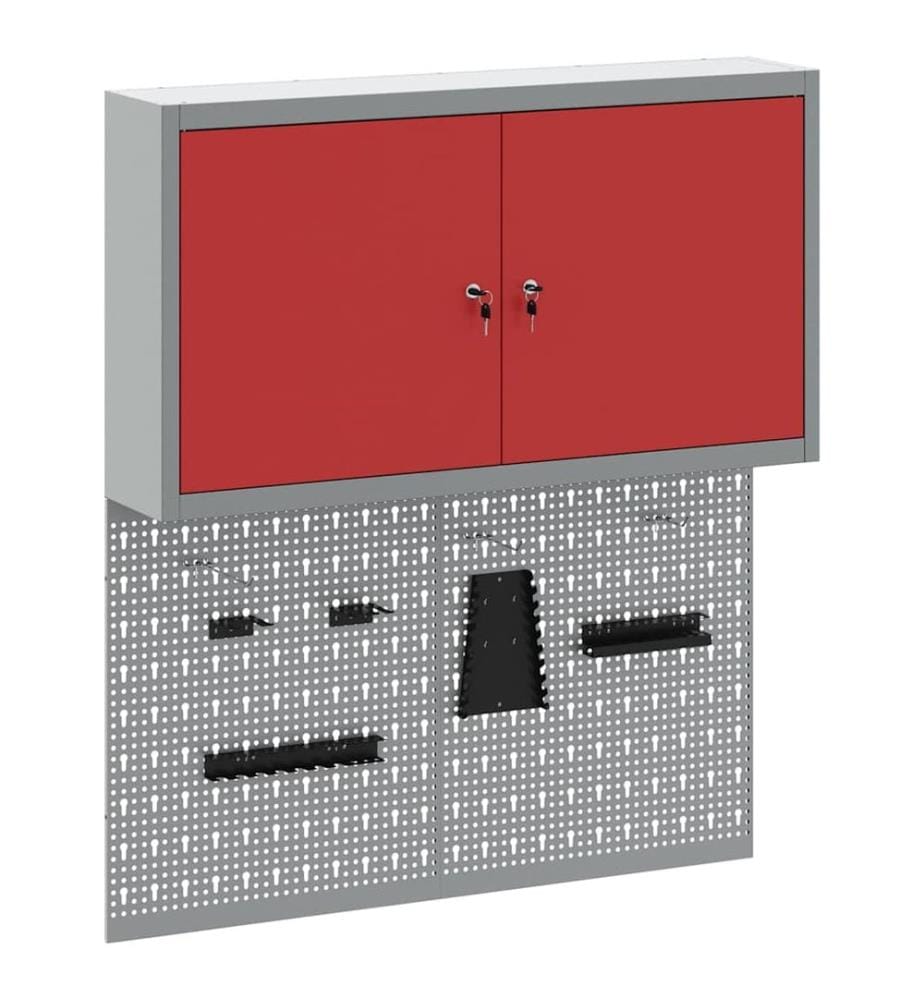 Ensemble d'armoires à outils 3 pcs Rouge Acier enduit de poudre