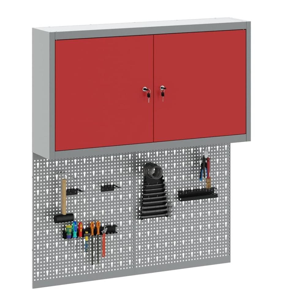 Ensemble d'armoires à outils 3 pcs Rouge Acier enduit de poudre