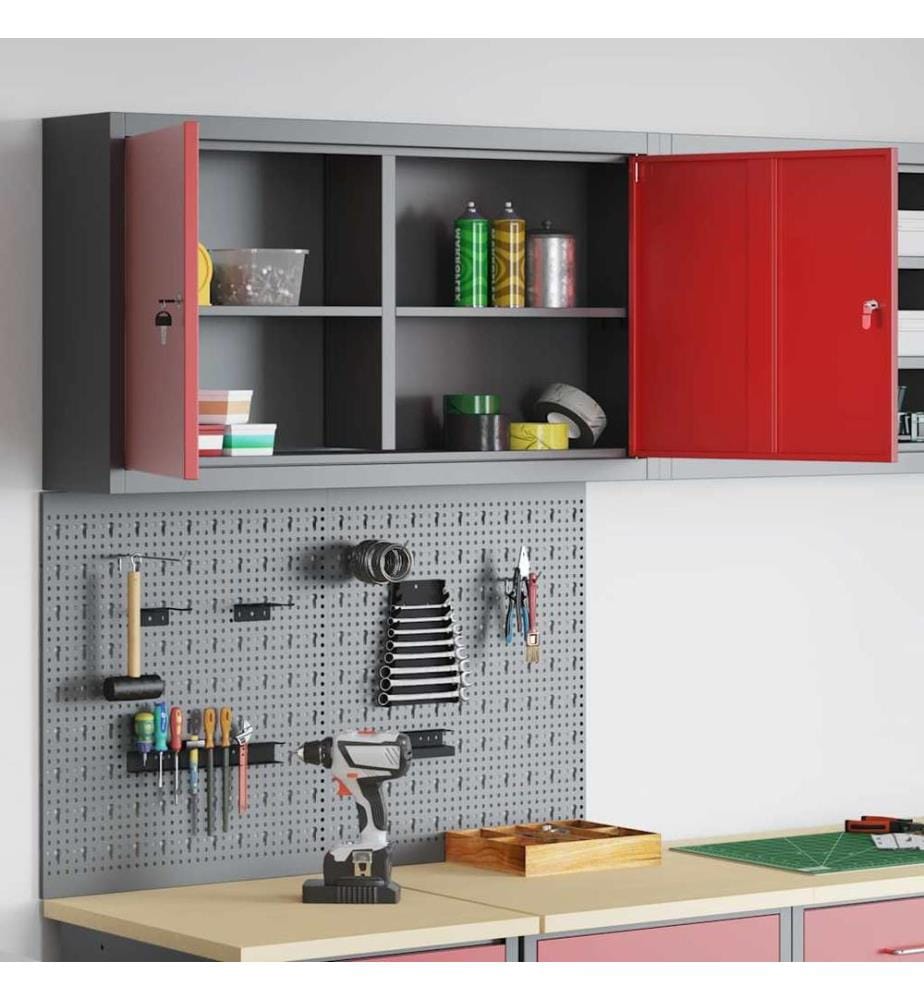 Ensemble d'armoires à outils 3 pcs Rouge Acier enduit de poudre