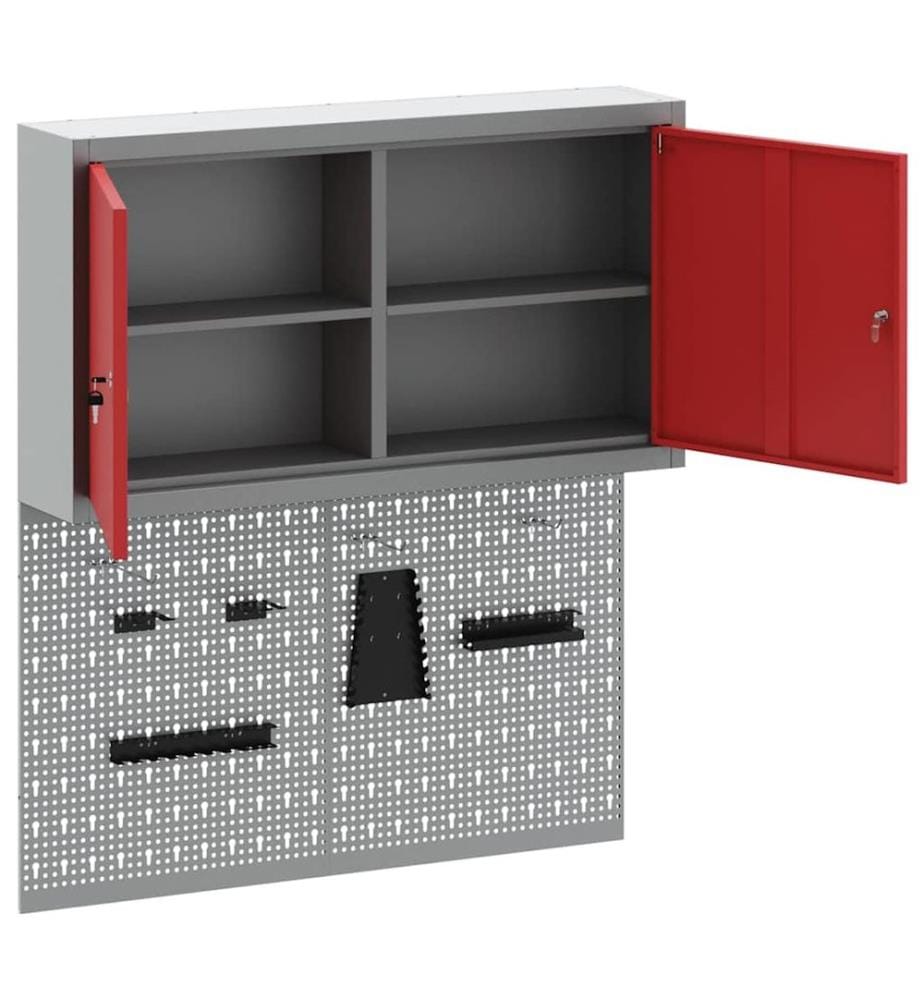 Ensemble d'armoires à outils 3 pcs Rouge Acier enduit de poudre