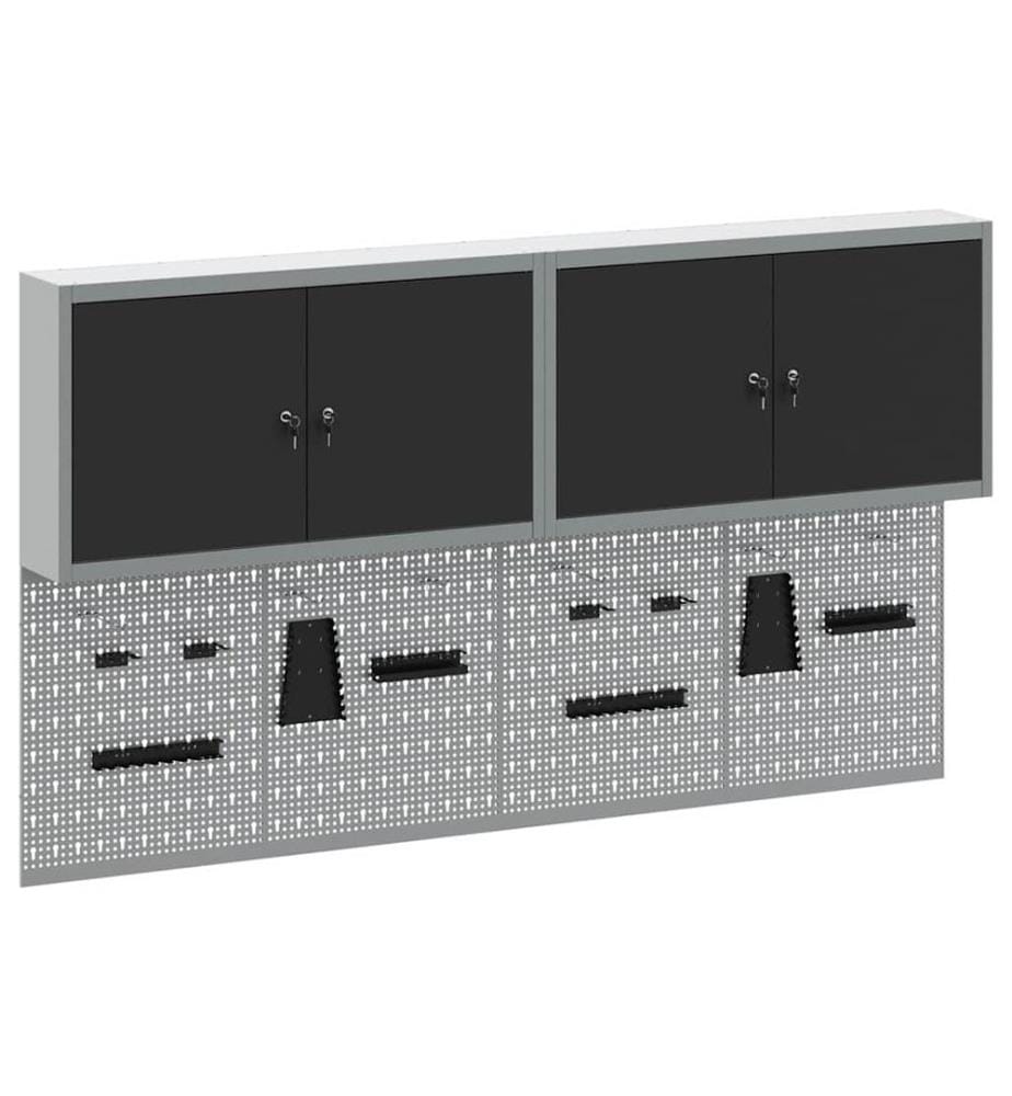 Werkzeugschrank-Set 6 pcs Schwarz Pulverbeschichteter Stahl
