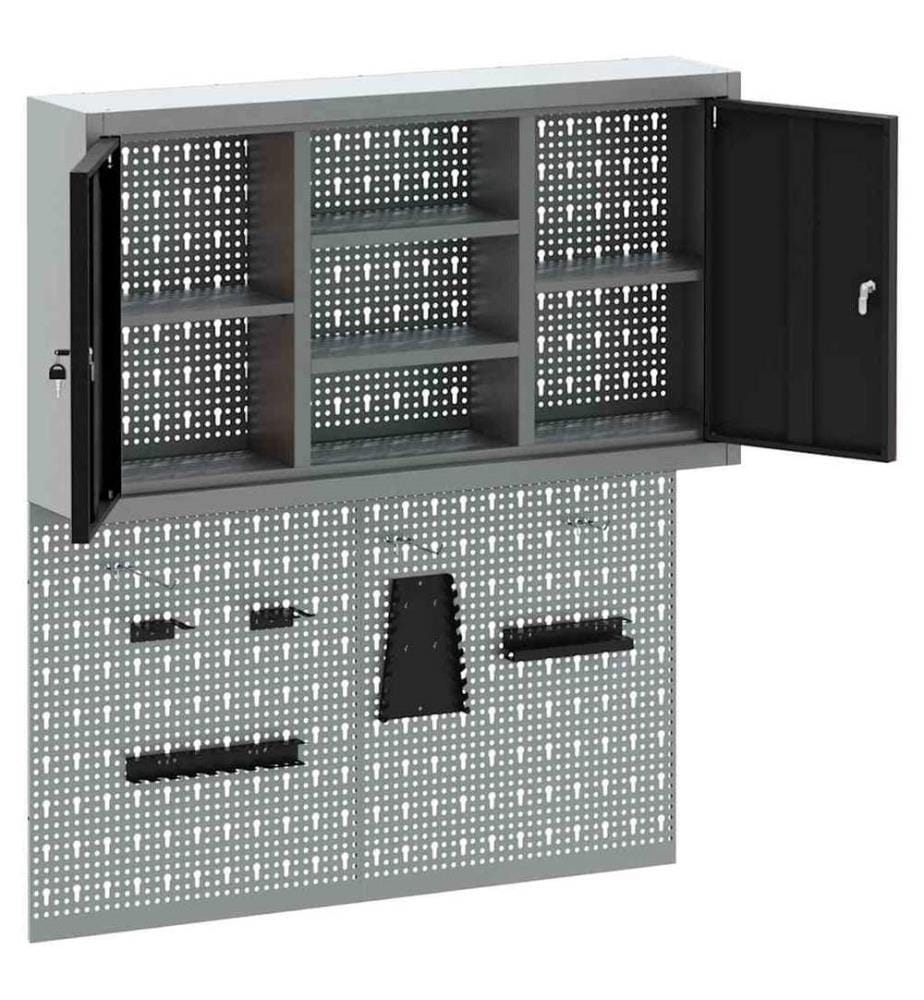 Ensemble d'armoires à outils 3 pcs Noir Acier enduit de poudre