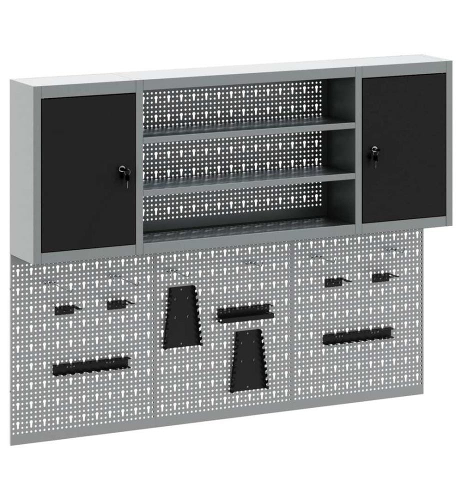 Werkzeugschrank-Set 4 pcs Schwarz Pulverbeschichteter Stahl