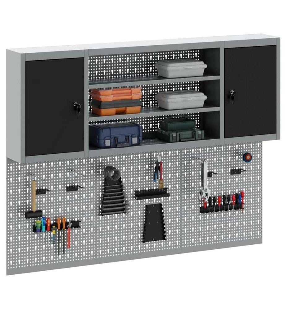 Werkzeugschrank-Set 4 pcs Schwarz Pulverbeschichteter Stahl