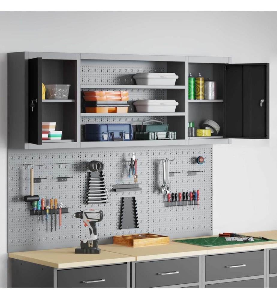 Werkzeugschrank-Set 4 pcs Schwarz Pulverbeschichteter Stahl