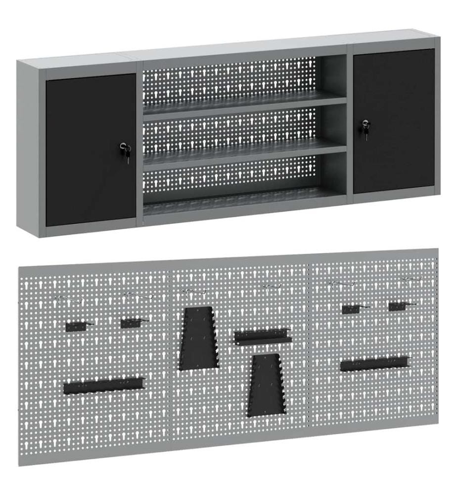 Werkzeugschrank-Set 4 pcs Schwarz Pulverbeschichteter Stahl