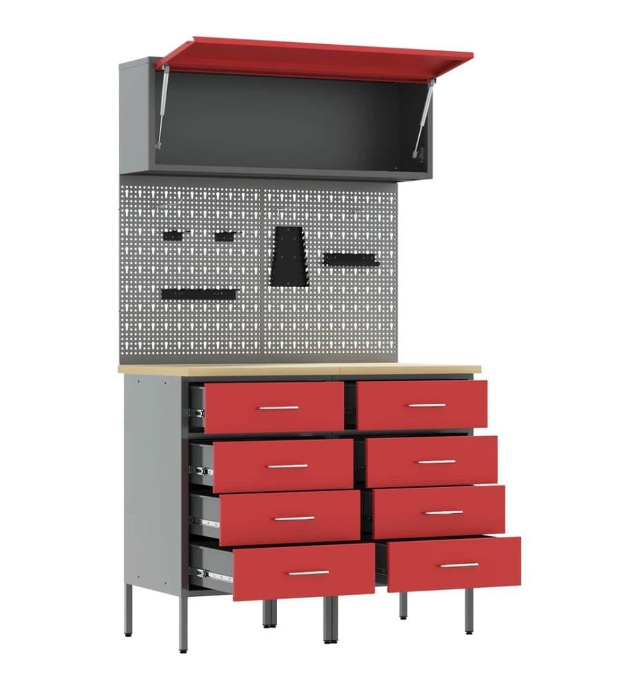 Arbeitsschrankset mit Schubladen mit Regal 5 pcs Rot