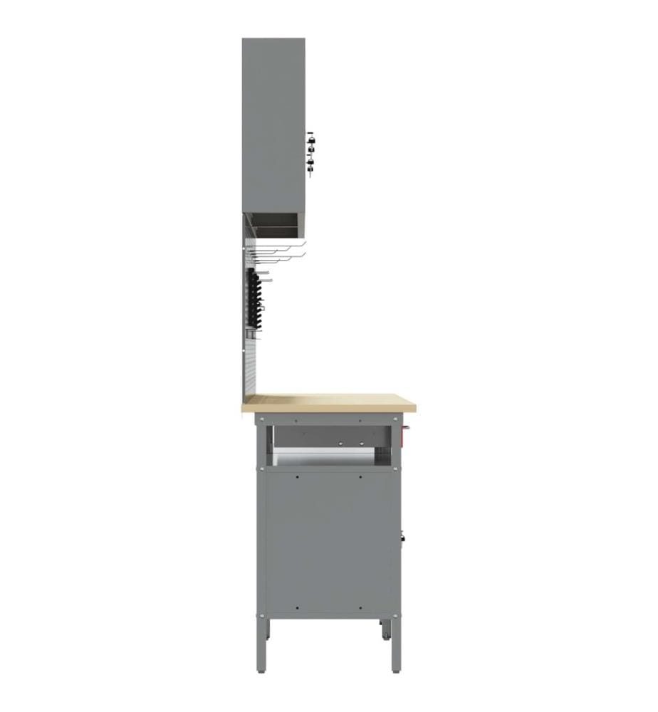 Ensemble d'établi 8 pcs Rouge et Gris Acier enduit de poudre
