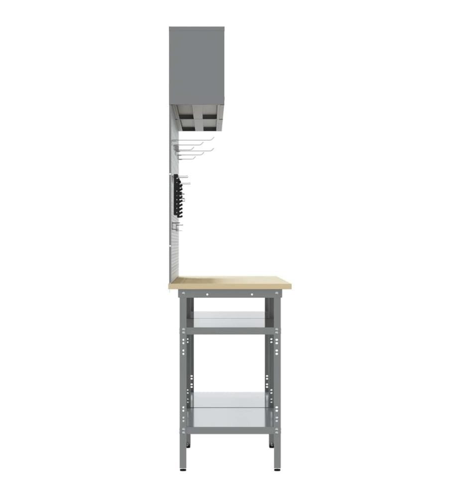 Werkbank-Set 8 pcs Rot und Grau Pulverbeschichteter Stahl