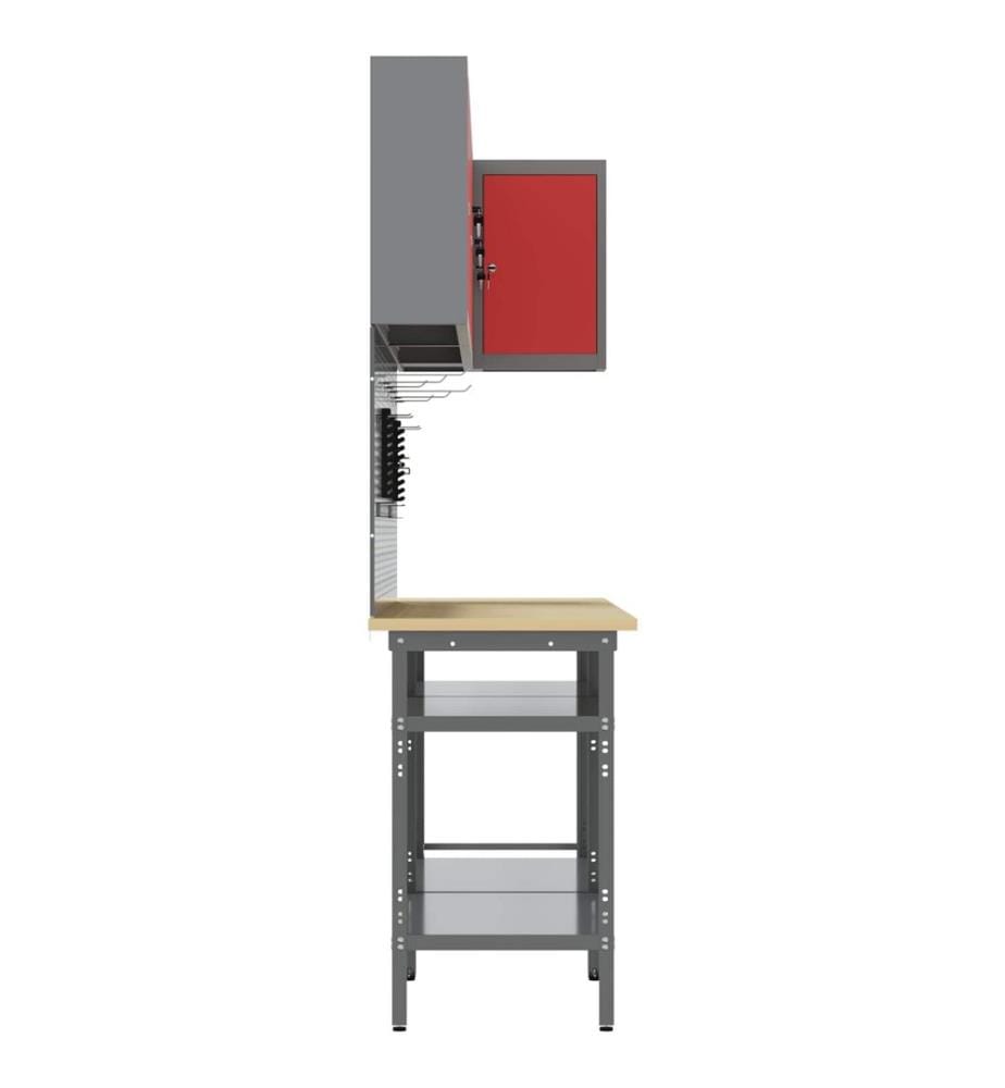 Ensemble de placards de travail 10 pcs Rouge et Gris