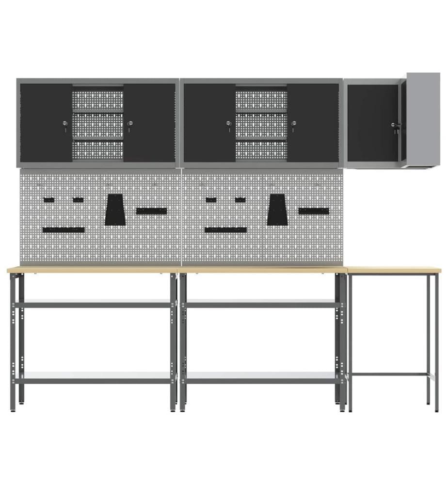 Ensemble de placards de travail 10 pcs Noir et gris
