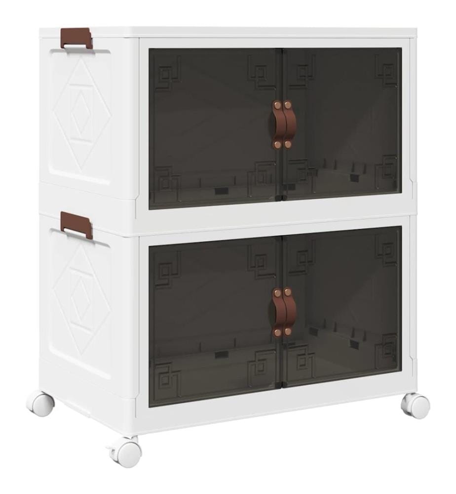 Stackable Storage Box with Wheels 2 Levels 75 L