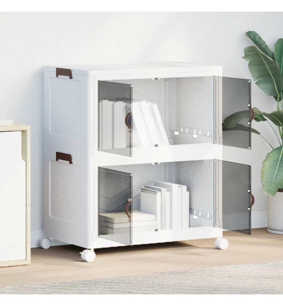 Stackable Storage Box with Wheels 2 Levels 75 L