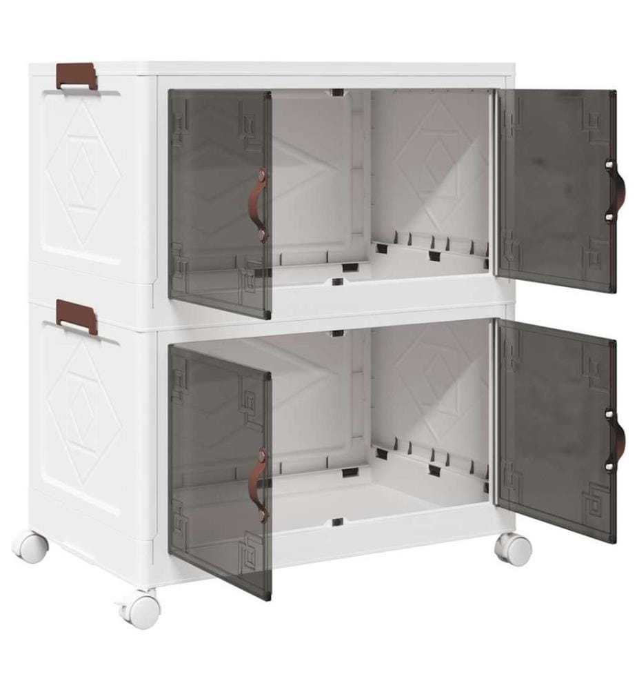 Stackable Storage Box with Wheels 2 Levels 75 L