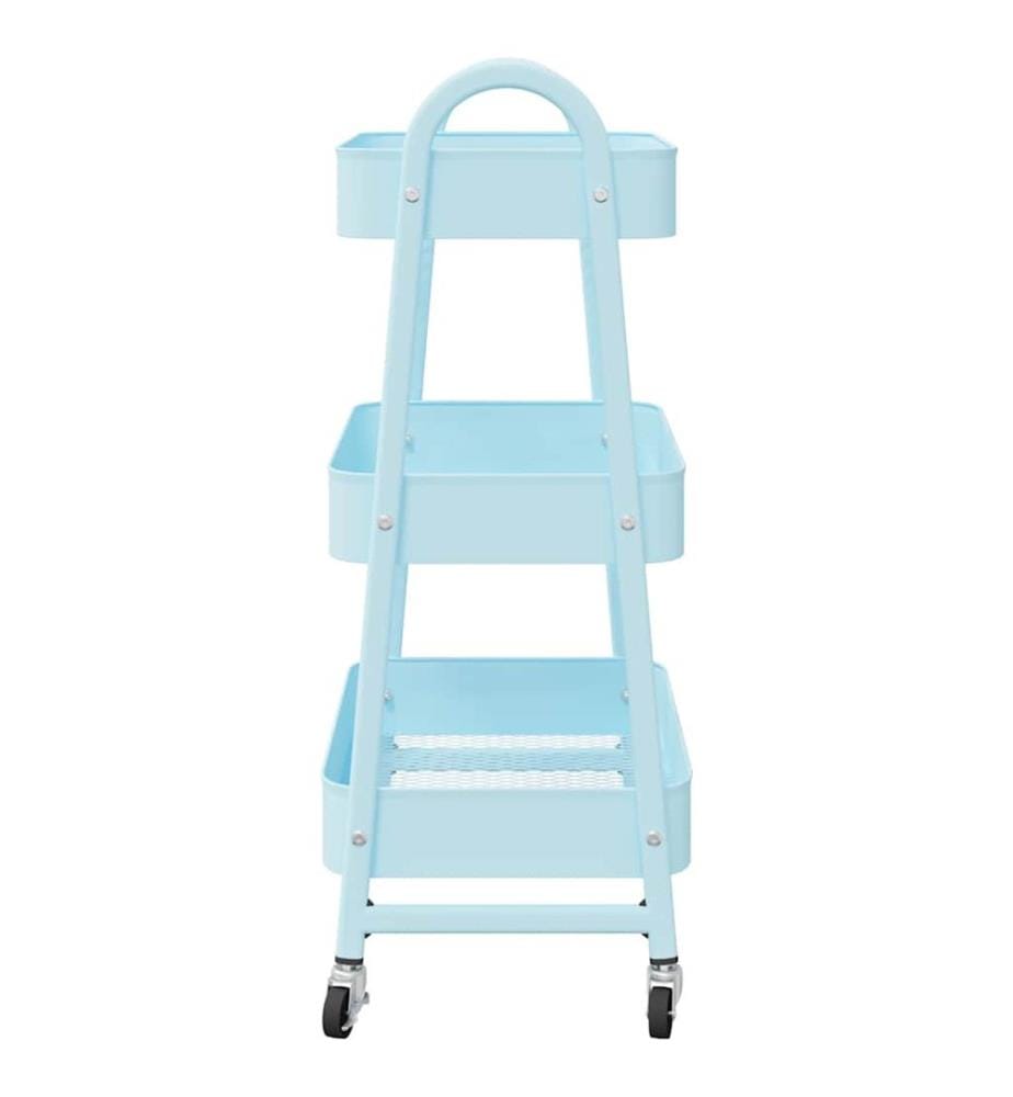 Chariot de rangement à 3 niveaux bleu 42x41,5x77 cm acier