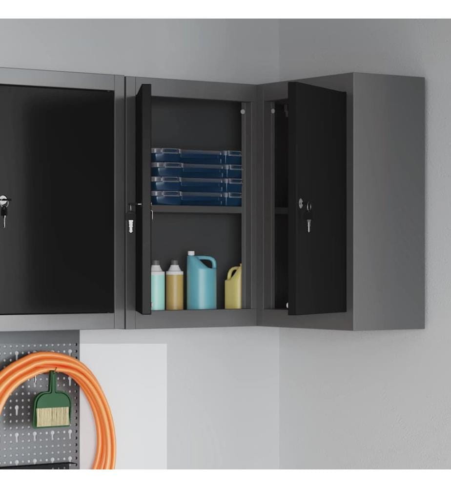 Werkzeugschrank mit Regal Schwarz und Grau 50 x 20 x 55 cm