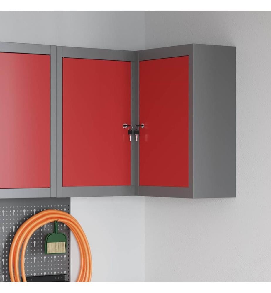 Werkzeugschrank mit Regal Rot und Grau 50 x 20 x 55 cm