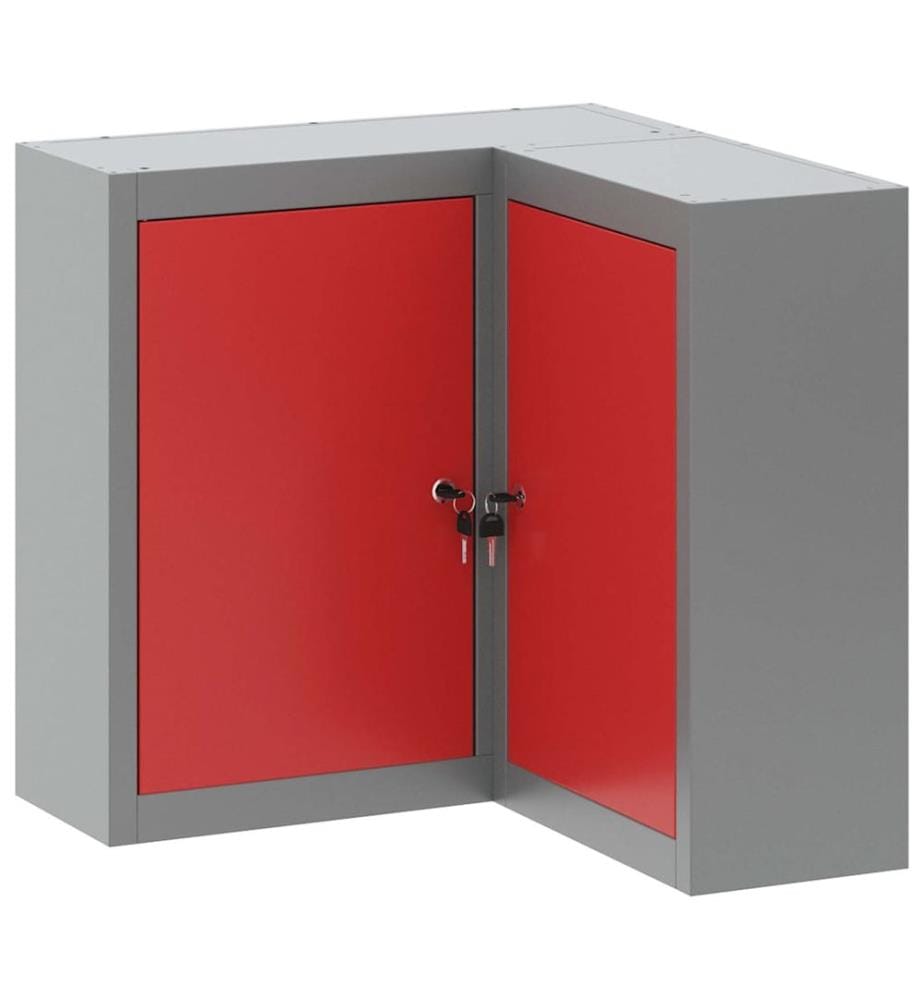 Werkzeugschrank mit Regal Rot und Grau 50 x 20 x 55 cm
