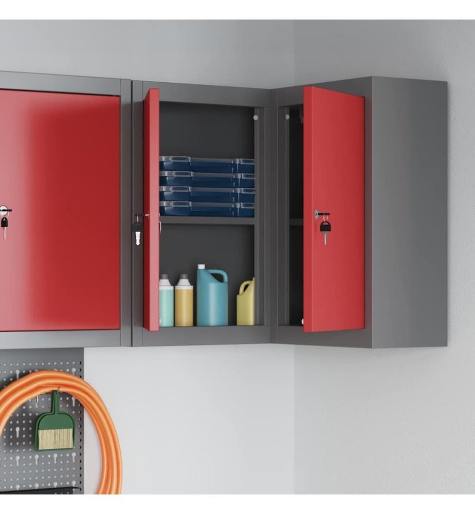 Werkzeugschrank mit Regal Rot und Grau 50 x 20 x 55 cm