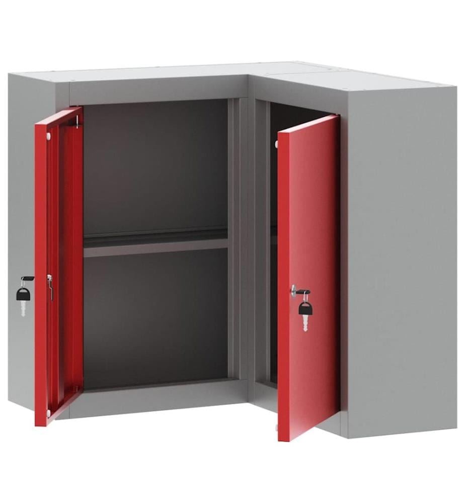 Werkzeugschrank mit Regal Rot und Grau 50 x 20 x 55 cm