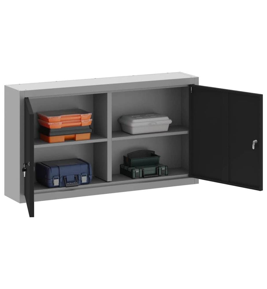 Werkzeugschrank mit Regal Schwarz und Grau 100 x 20 x 55 cm
