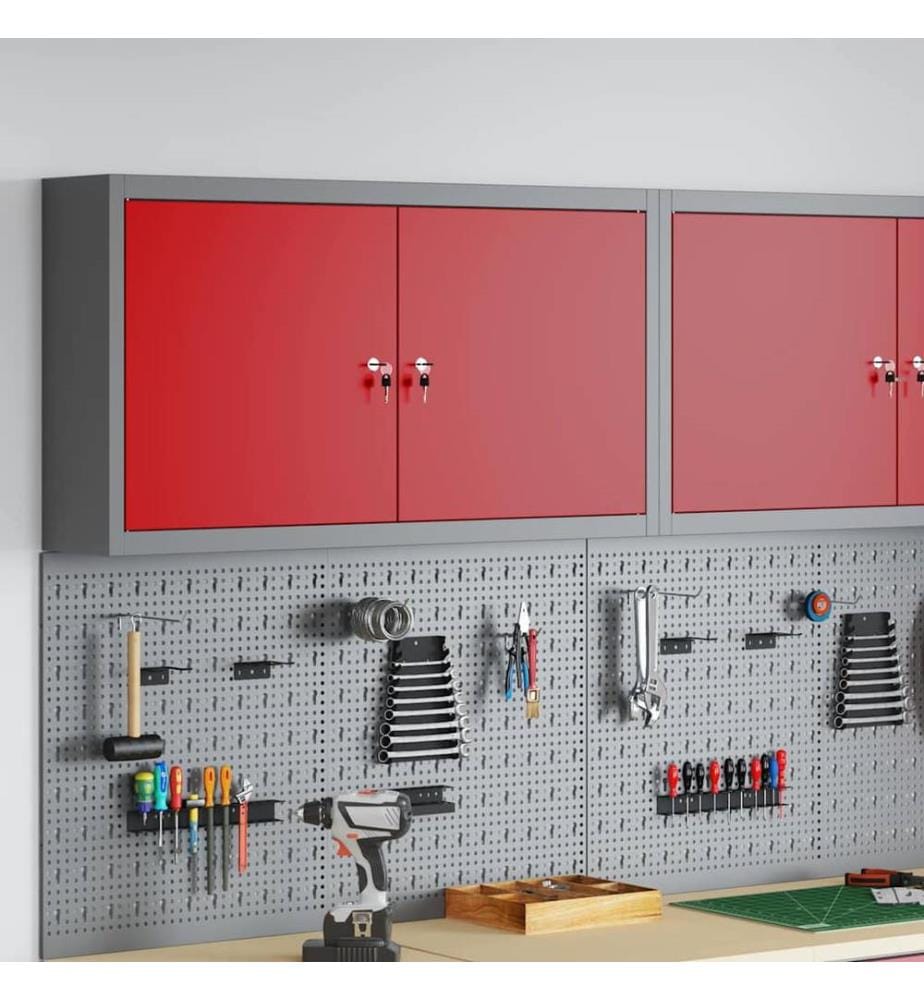 Werkzeugschrank mit Regal Rot und Grau 100 x 20 x 55 cm