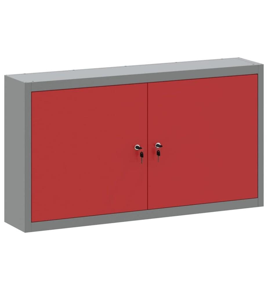 Werkzeugschrank mit Regal Rot und Grau 100 x 20 x 55 cm