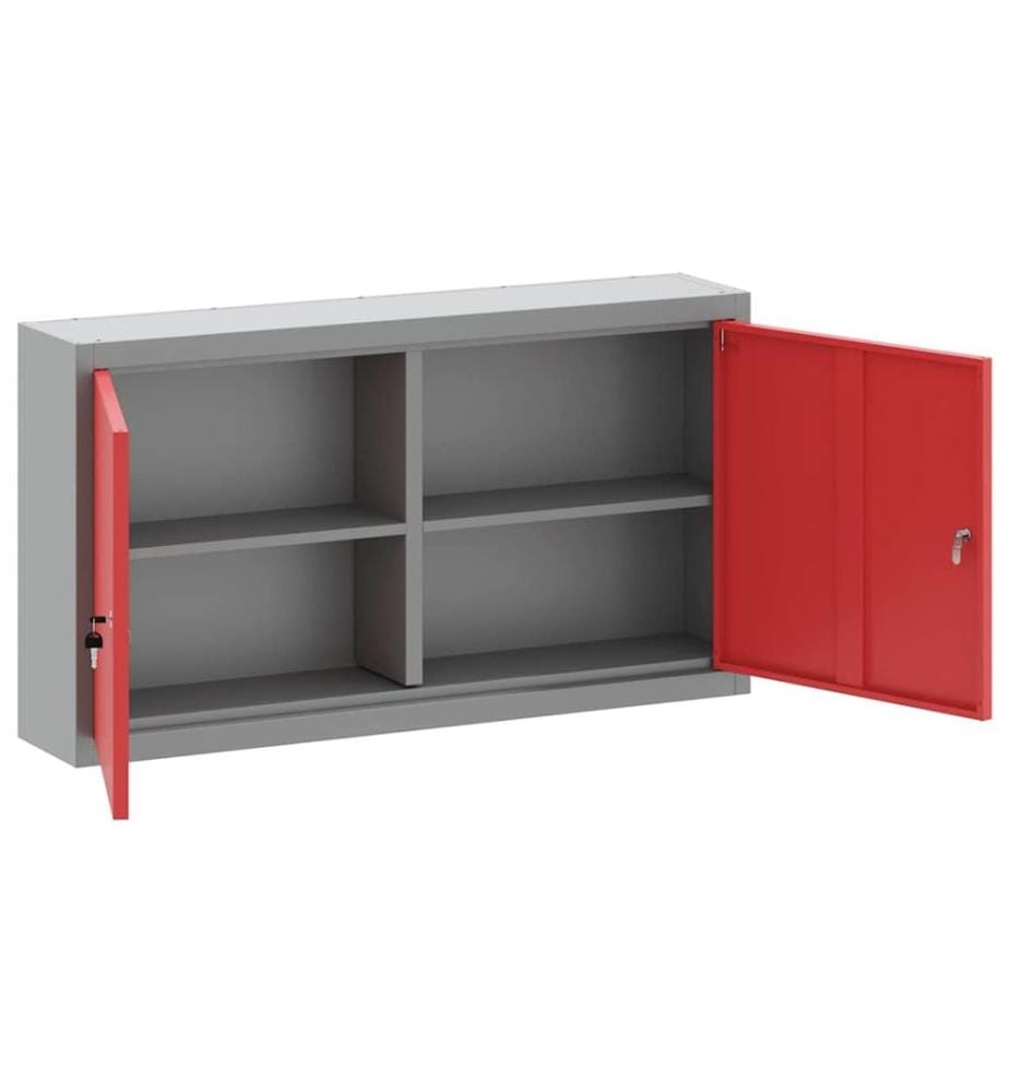 Werkzeugschrank mit Regal Rot und Grau 100 x 20 x 55 cm