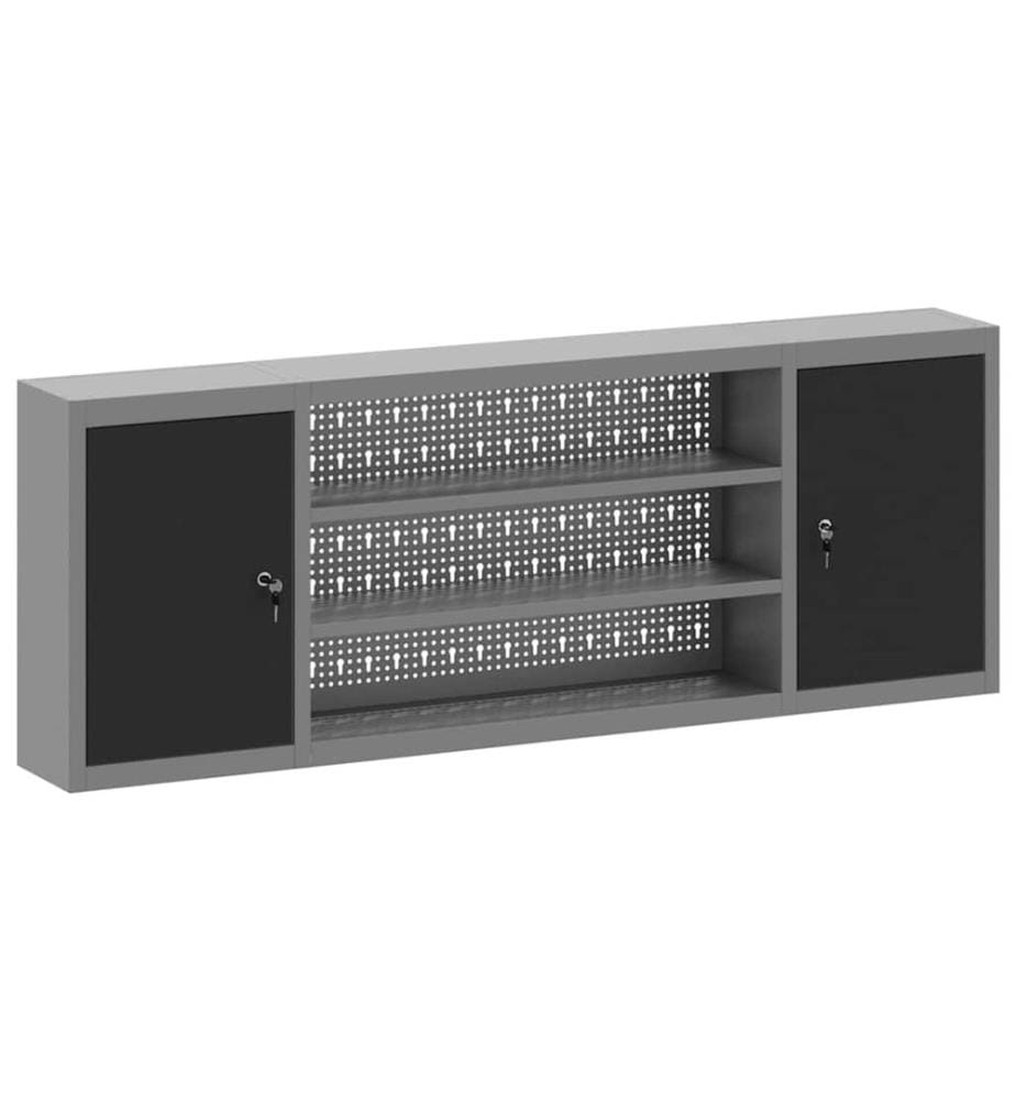 Werkzeugschrank mit Regal Schwarz und Grau 150 x 20 x 55 cm
