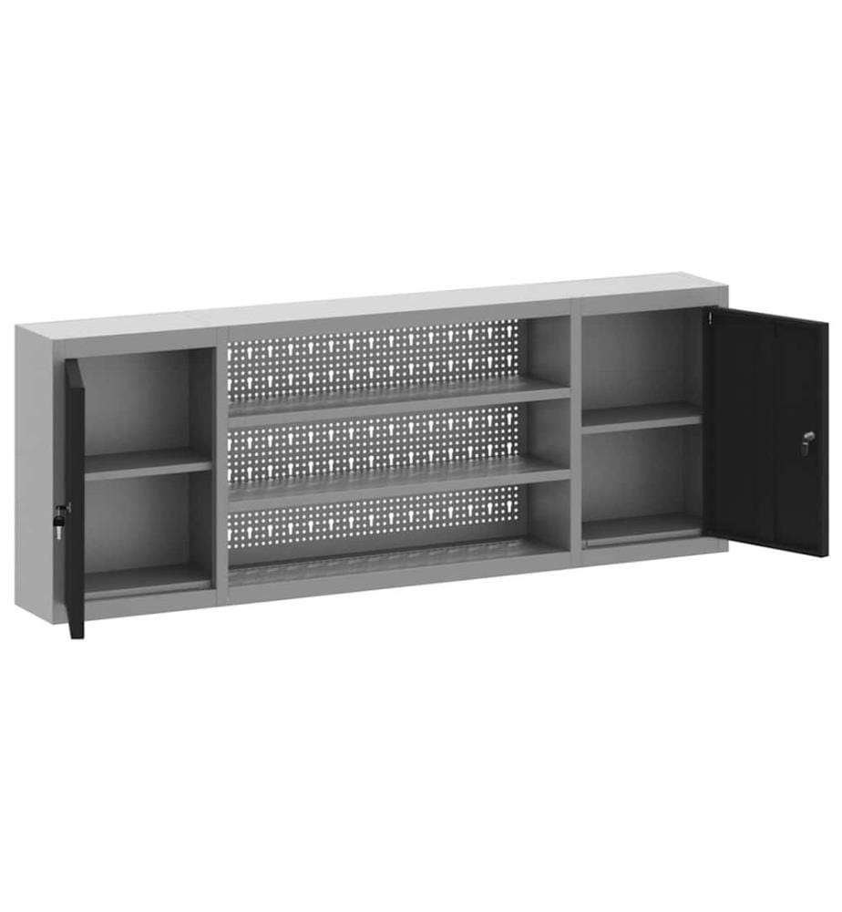 Werkzeugschrank mit Regal Schwarz und Grau 150 x 20 x 55 cm