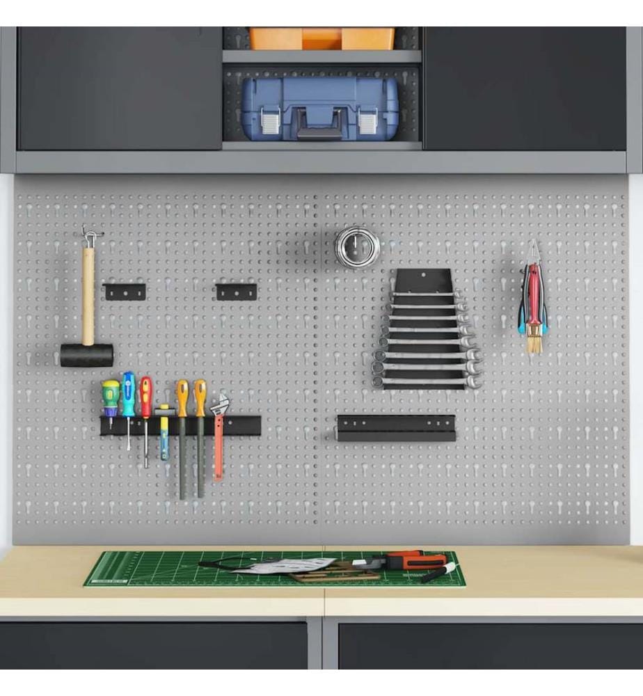 Panneau mural à outils 2 pcs Gris 100 x 1 x 60 cm