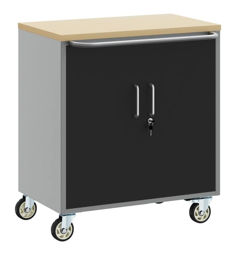 Werkbank mit Regal Mit Rad Schwarz und Grau 75 x 45 x 85 cm