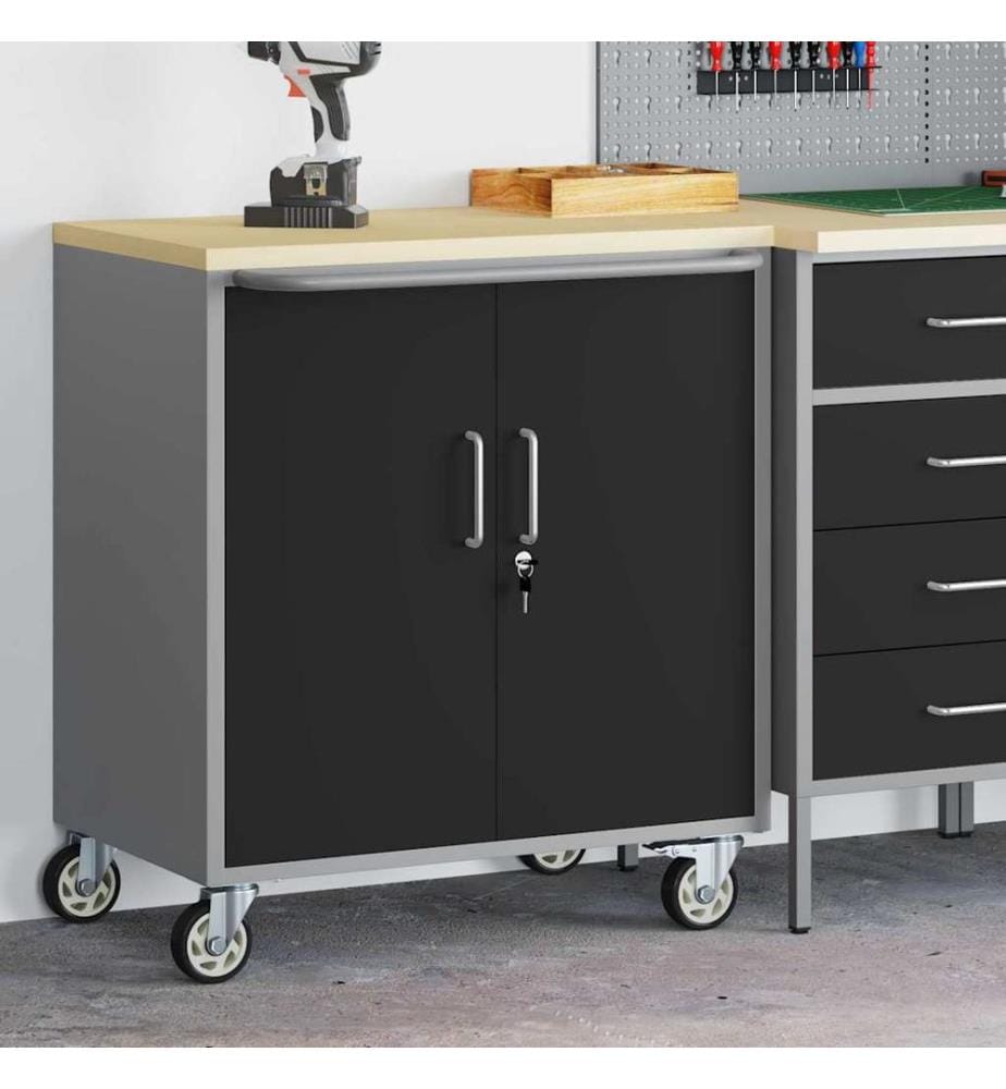 Werkbank mit Regal Mit Rad Schwarz und Grau 75 x 45 x 85 cm