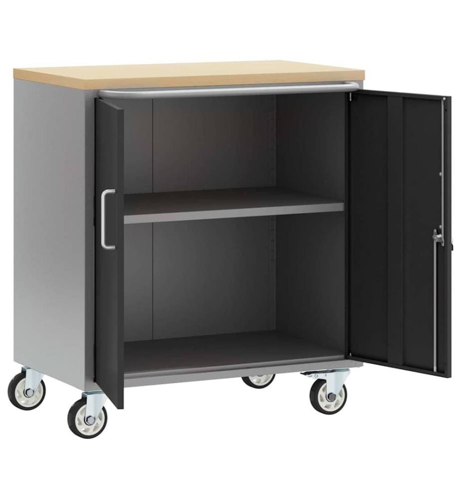 Werkbank mit Regal Mit Rad Schwarz und Grau 75 x 45 x 85 cm
