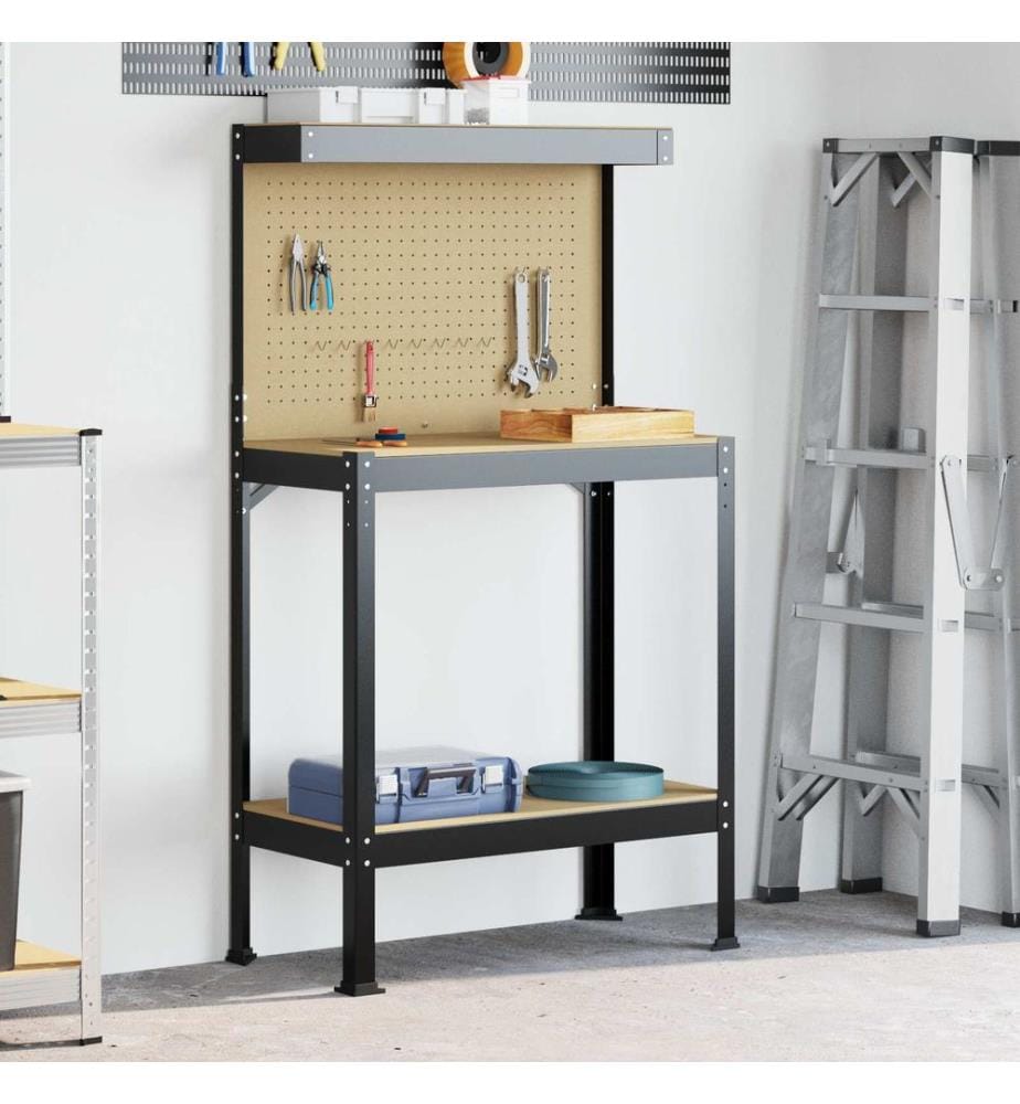 Atelier Noir 81 x 41 x 145 cm Bois d'ingénierie et métal