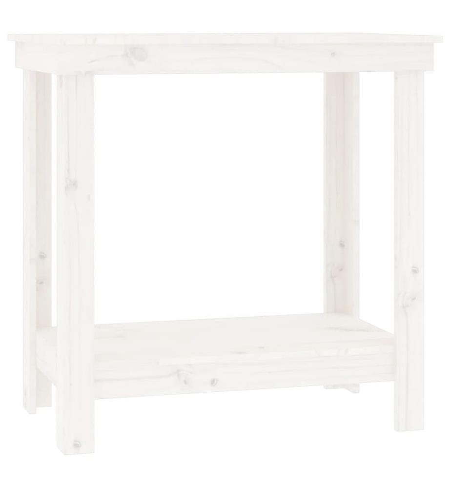 Banc de travail Blanc 80x50x80 cm Bois de pin massif